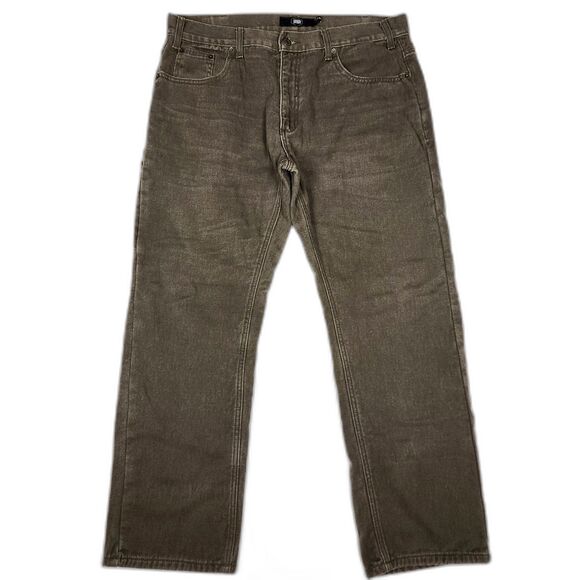 Berkley Jensen Fleece Lined Carpenter Gray Denim Jeans Men's Size 36 x 32 - Picture 1 of 10